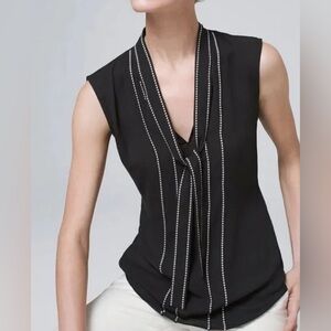 White House Black Market - Black Sleeveless Top with White Stitching